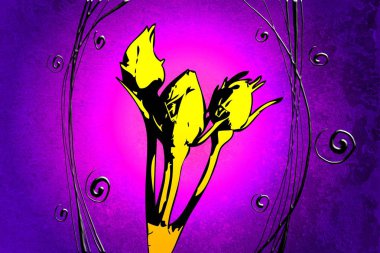 Sanat illüstrasyonu çiçekli klasik arkaplan