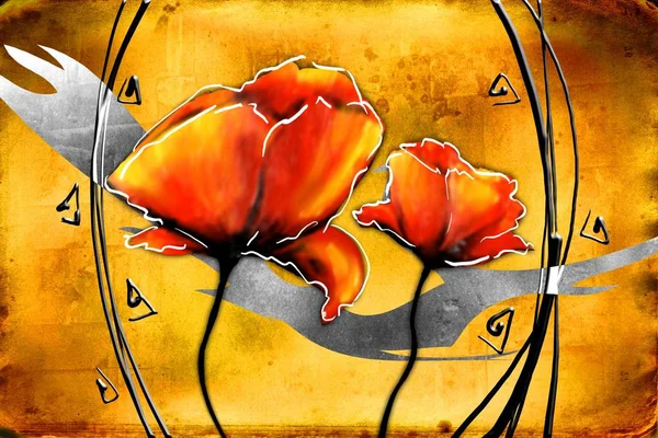 Sanat illüstrasyonu çiçekli klasik arkaplan