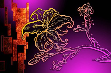 Sanat illüstrasyonu çiçekli klasik arkaplan