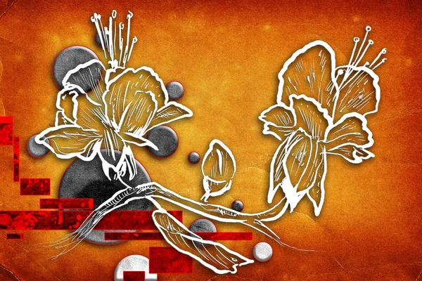 Sanat illüstrasyonu çiçekli klasik arkaplan