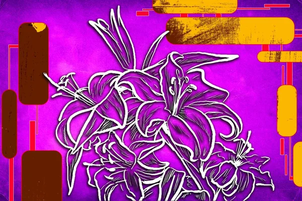 Ročník pozadí s uměleckým ilustrace květiny — Stock fotografie