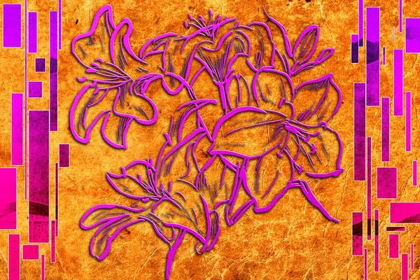 미술 일러스트 꽃으로 뒤덮인 빈티지 배경 — 스톡 사진