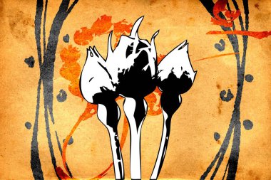 Sanat illüstrasyonu çiçekli klasik arkaplan