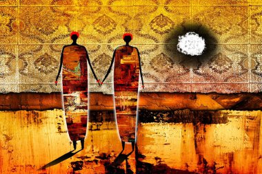 Afrikalı etnik retro-klasik illüstrasyon