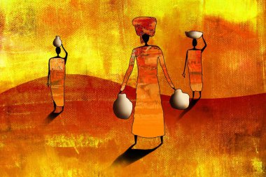 Afrikalı etnik retro-klasik illüstrasyon