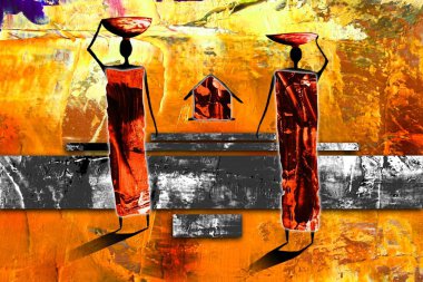 Afrikalı etnik retro-klasik illüstrasyon