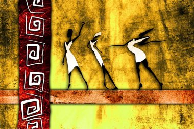 Afrikalı etnik retro-klasik illüstrasyon