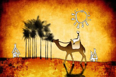 Afrikalı etnik retro-klasik illüstrasyon