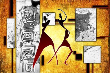 Afrikalı etnik retro-klasik illüstrasyon