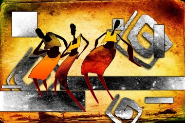 Afrikalı etnik retro-klasik illüstrasyon