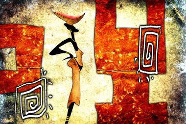 Afrikalı etnik retro-klasik illüstrasyon