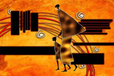 Afrikalı etnik retro-klasik illüstrasyon