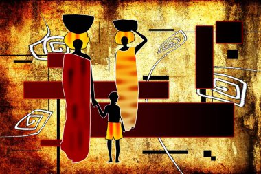 Afrikalı etnik retro-klasik illüstrasyon