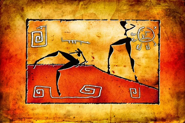 Afrikalı etnik retro-klasik illüstrasyon