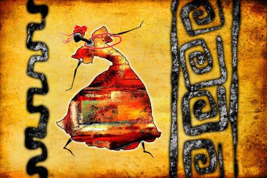 Afrikalı etnik retro-klasik illüstrasyon