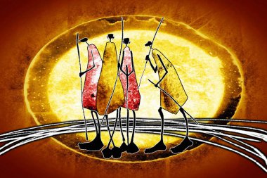 Afrikalı etnik retro-klasik illüstrasyon