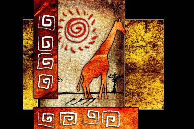 Afrikalı etnik retro-klasik illüstrasyon