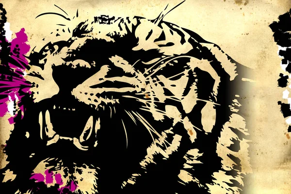 Tiger arte ilustración color — Foto de Stock