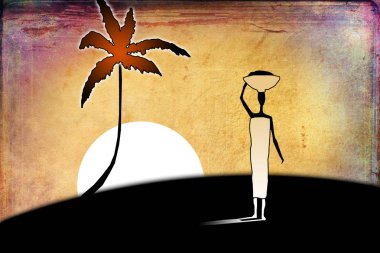 Afrikalı etnik retro-klasik illüstrasyon