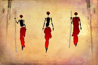 Afrikalı etnik retro-klasik illüstrasyon