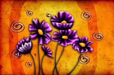 Sanat illüstrasyonu çiçekli klasik arkaplan