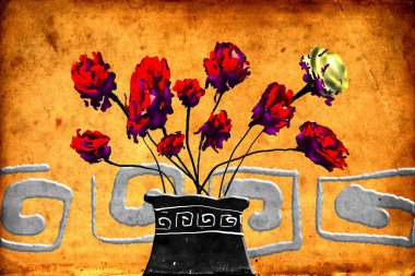 Sanat illüstrasyonu çiçekli klasik arkaplan