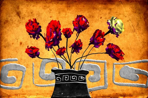 Sanat illüstrasyonu çiçekli klasik arkaplan