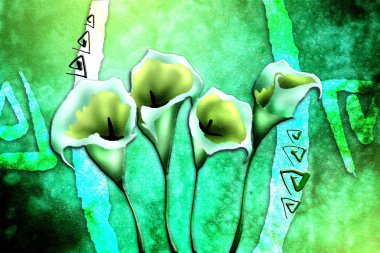 Sanat illüstrasyonu çiçekli klasik arkaplan