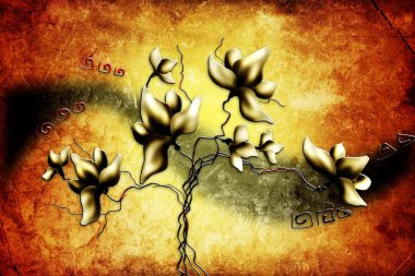 Sanat illüstrasyonu çiçekli klasik arkaplan