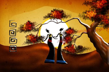 Afrikalı etnik retro-klasik illüstrasyon