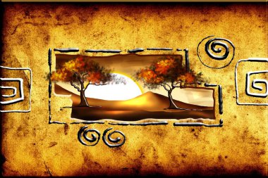 Afrikalı etnik retro-klasik illüstrasyon