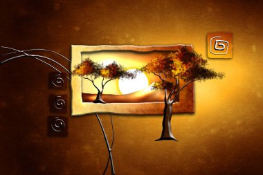 Afrikalı etnik retro-klasik illüstrasyon