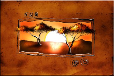 Afrikalı etnik retro-klasik illüstrasyon