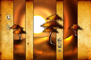 Afrikalı etnik retro-klasik illüstrasyon