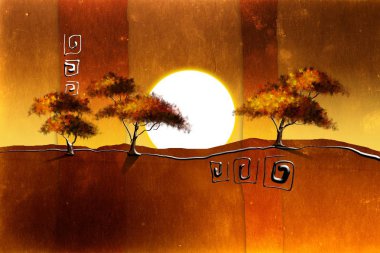 Afrikalı etnik retro-klasik illüstrasyon