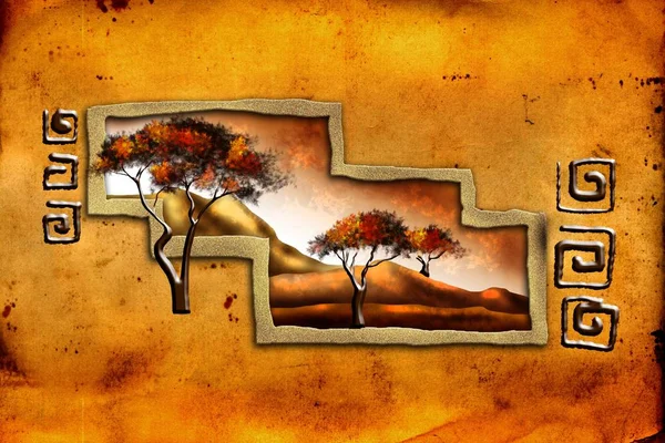 Afrikalı etnik retro-klasik illüstrasyon