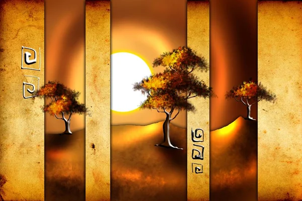 Afrikalı etnik retro-klasik illüstrasyon