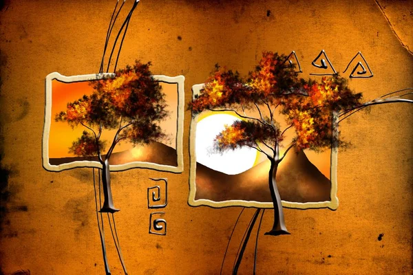 Afrikalı etnik retro-klasik illüstrasyon