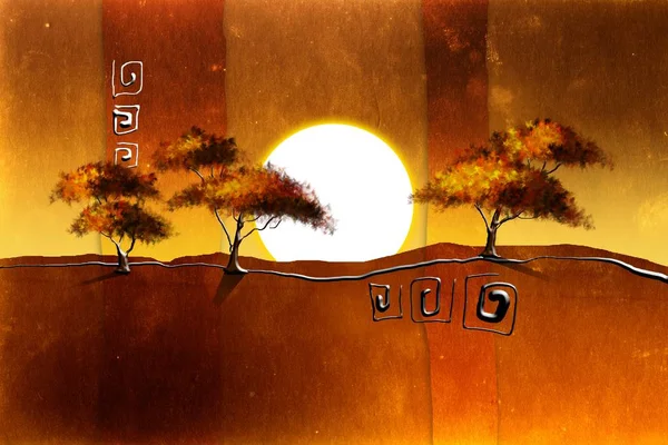 Afrikalı etnik retro-klasik illüstrasyon