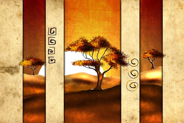 Afrikalı etnik retro-klasik illüstrasyon