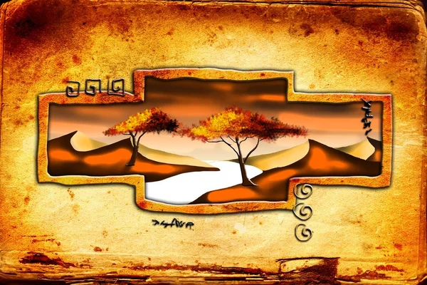 Afrikalı etnik retro-klasik illüstrasyon