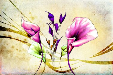 Sanat illüstrasyonu çiçekli klasik arkaplan