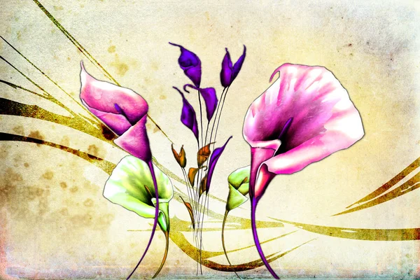 Sanat illüstrasyonu çiçekli klasik arkaplan