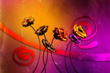 Sanat illüstrasyonu çiçekli klasik arkaplan