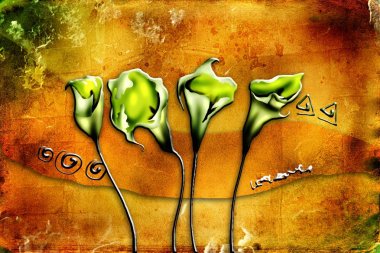 Sanat illüstrasyonu çiçekli klasik arkaplan