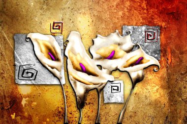 Sanat illüstrasyonu çiçekli klasik arkaplan