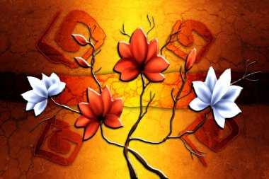 Sanat illüstrasyonu çiçekli klasik arkaplan