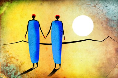 Afrikalı etnik retro-klasik illüstrasyon