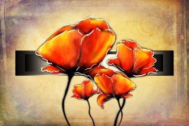 Sanat illüstrasyonu çiçekli klasik arkaplan