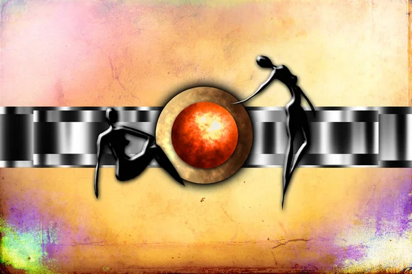 Afrikalı etnik retro-klasik illüstrasyon